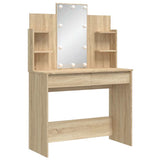 Dressing Table with LED Lights Sonoma Oak 96x40x142 cm 837894