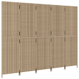 Room Divider 5 Panels Beige Poly Rattan 365351