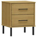 Bedside Cabinet with Metal Legs Brown Solid Wood Pine OSLO 350973