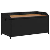 Storage Bench Black 100x50x52 cm Poly Rattan and Acacia Wood 365949