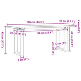 Coffee Table O-Frame 110x40x45 cm Solid Wood Pine and Steel 3282667