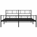 Metal Bed Frame without Mattress with Footboard Black 193x203cm 372203