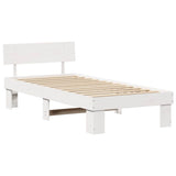 Bed Frame with Headboard White 100 x 200 cm Solid Pine Wood 872582