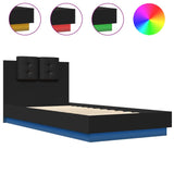 ZNTS Bed Frame with LED without Mattress Black 100x200 cm 3210025