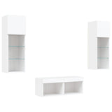 4 Piece TV Wall Cabinets with LED Lights White 3216576