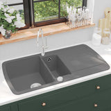 Granite Kitchen Sink Double Basin Grey 142947