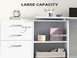 L Shaped Computer Desk, Reversible Home Office Desk with Drawers, File Cabinet and Storage Shelves, T3398P377526