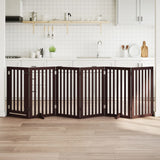 Dog Gate with Door Foldable 6 Panels Brown 300 cm Poplar Wood 352263