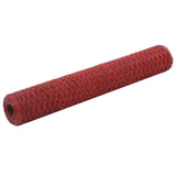 Chicken Wire Fence Steel with PVC Coating 25x1 m Red 143304