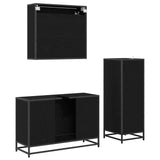 Bathroom Furniture Set 3 pcs Black Oak Engineered Wood 3402365