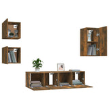 5 Piece TV Cabinet Set Smoked Oak Engineered Wood 3120275