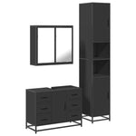 ZNTS 3 Piece Bathroom Furniture Set Black Engineered Wood 3301080