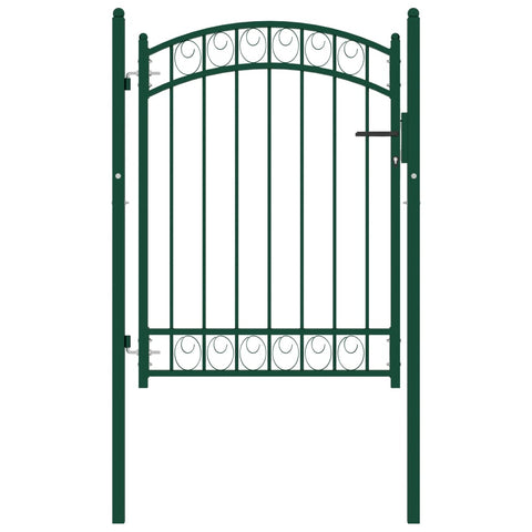 ZNTS Fence Gate with Arched Top Steel 100x125 cm Green 146364