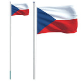 Czech Flag and Pole 6.23 m Aluminium 3147109