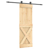 Sliding Door Natural and Black 70 x 210 cm Solid Pine Wood 3444998