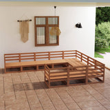 ZNTS 10 Piece Garden Lounge Set Solid Pinewood 3075997