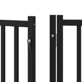 Dog Gate with Door Foldable 6 Panels Black 480 cm Poplar Wood 3155737