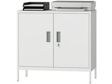 Metal Storage Cabinet with Lock and Adjustable Shelves - White T3398P425018
