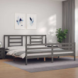 Bed Frame without Mattress Grey 200x200 cm Solid Wood 3194723