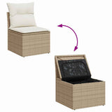 Garden Sofa Set with Cushion 14 pcs Beige and Cream Poly Rattan 3364961