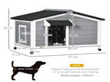 Wooden Dog Kennel for Outside, for Medium Dogs, 65H x 97L x 72Wcm, Grey T3398P349624
