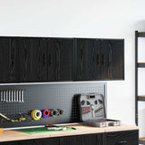 ZNTS Garage Wall Cabinets 2 pcs Black Engineered Wood 860646