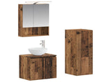 Bathroom Furniture Set 4 pcs Old Wood Engineered Wood and Glass 3407421