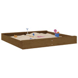 Sandbox with Seats Honey Brown Square Solid Wood Pine 825040