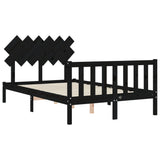 Bed Frame without Mattress Black Double Solid Wood Pine 3193445