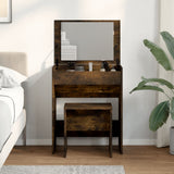 Dressing Table and Stool Smoked Oak 60x40x113.5 cm 848217