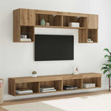 TV Wall Units with LED 6 pcs Artisan Oak Engineered Wood 3402963