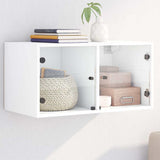 Wall Cabinet with Glass Doors White 68.5x37x35 cm 836497