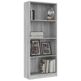 4-Tier Book Cabinet Grey Sonoma 60x24x142 cm Engineered Wood 815430