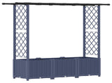 Raised Bed with Trellis and Roof Grey 162.5 x 40 x 138 cm PP 42032567