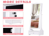 Jewellery Cabinet led, mirroir Cabinet Armoire Floor Standing Flip-over Makeup Shelf Organizer T3398P329553
