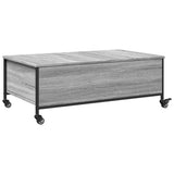 Coffee Table with Wheels Grey Sonoma 91x55x34 cm Engineered Wood 842299