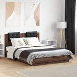Bed Frame with LED without Mattress Brown Oak 120x190 cm Small Double 3210058