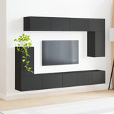 TV Cabinet Set Wall-mounted 5 pcs Black Engineered Wood 3409088