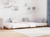 Floor Bed Frame Smoked Oak 90 x 200 cm Engineered Wood 893544