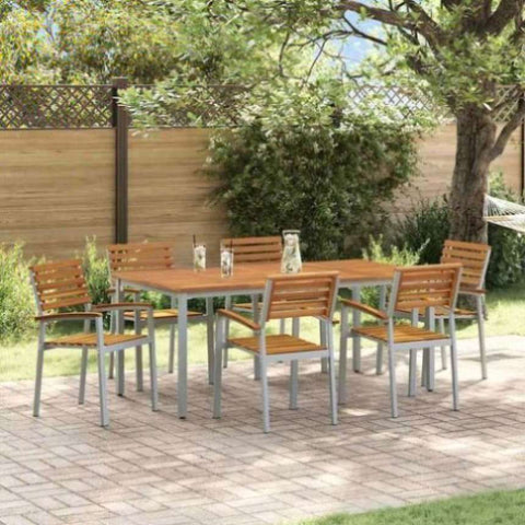 Garden Dining Set 7 pcs Grey and brown 180 x 90 x 75 cm 3284410