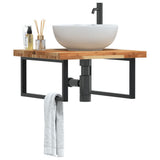 Basin Shelf Wall Mounted Steel and Solid Wood Acacia 3302885