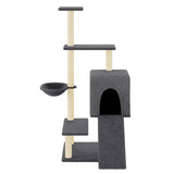 Cat Tree with Sisal Scratching Posts Dark Grey 130.5 cm 172042