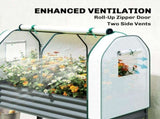 Galvanised Raised Planter with Greenhouse Cover, Metal Raised Garden Bed on Legs with Bed Liner and T3398P555111