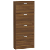 Shoe Cabinet Brown Oak 59x17x150 cm Engineered Wood 342525
