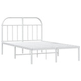 Bed Frame White Powder-Coated Steel Small Double Bed Frame 353681