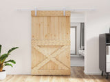 Sliding Door Natural and White 95 x 210 cm Solid Pine Wood 3444967