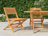 Folding Garden Chair Set of 2 Natural Wood Solid Teak Wood Medium 362761