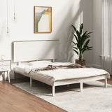 Bed Frame White Solid pine wood, Plywood Double Bed Frame 3104784