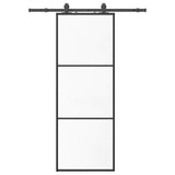 Sliding Door with Hardware Set Black 76x205 cm ESG Glass 3375901