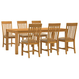 Dining Set 7 pcs Beige Solid Oak Wood 3430393